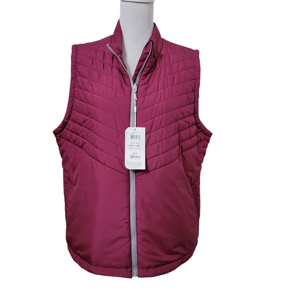 Pebble Beach Size XL Burgundy/Wine Dry-Luxe Performance Zip Front Vest, NEW